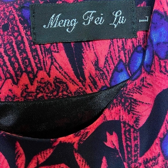 Pink Floral Print Vintage Style Mini Dress Size Large L - Picture 10 of 14